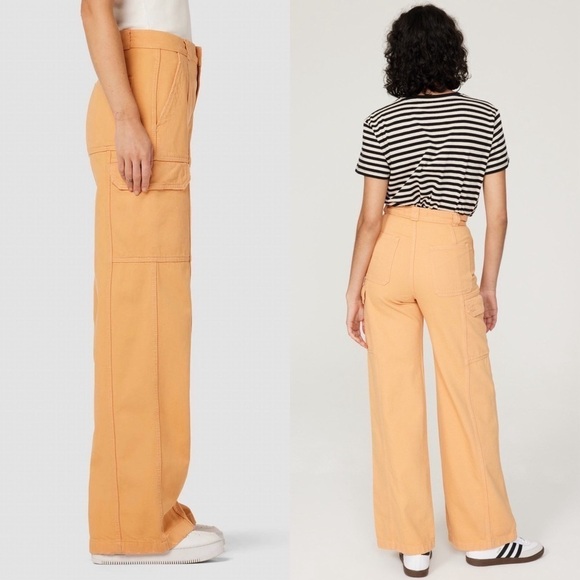 HUDSON JEANS 90s Orange Creamsicle High Rise Wide Leg Utility Cargo Pants 26 - Picture 4 of 9